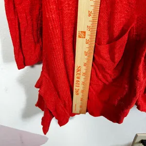 Free People Ribbed Knit Cardigan Orange Button Front Size‎ Medium thumbnail 6