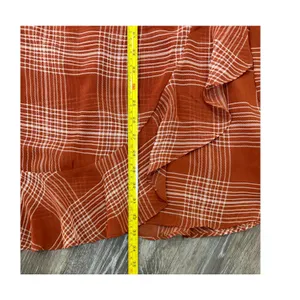 Altar'd State Rust Plaid Wrap Dress Long Sleeve Tie Waist Ruffle L thumbnail 5