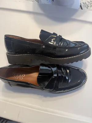 Franco Sarto Womens Black Patent Leather Penny Loafers Size 9 thumbnail 2
