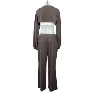 MP Brown Long Sleeve Cropped Shrug Bolero & Loungewear Pants 2 Pieces Sets Sz M thumbnail 3