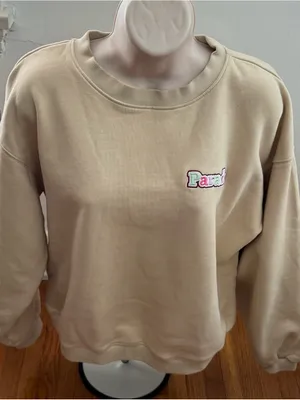 Parade Beige Embroidered Crewneck 100% cotton Sweatshirt, size M loungewear thumbnail 1