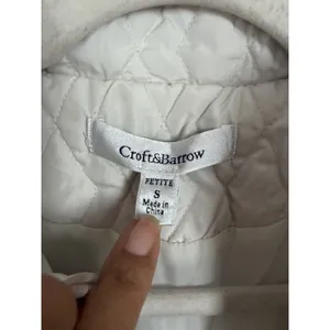 Croft & Barrow Women's Sz S Petite White Quilted Full Zip Vest Mid-Length thumbnail 6