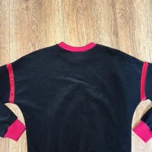 VTG 70s Ms Lee Velour Sweatshirt Black Red Crewneck Top USA Made Women's M retro thumbnail 6