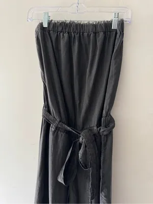 Cloth & Stone Anthropologie Charcoal Gray Sleeveless Fray Hem Belt Tie Jumpsuit‎ thumbnail 2