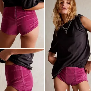 We The Free Free People Magenta Corduroy High Waisted Hot Shorts Pink Small thumbnail 2