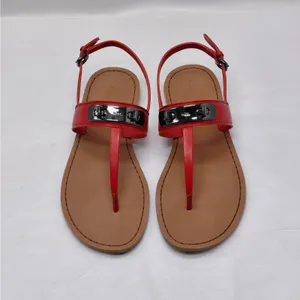 Coach Womens Gracie Thong Sandals Size 6.5 Red Leather Flats Quiet Luxury Resort thumbnail 3