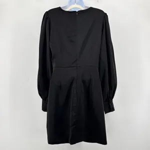 Showpo Billie Twist Front Mini Dress 8‎ Black Long Puff Sleeve Plunge Deep V NWT thumbnail 8
