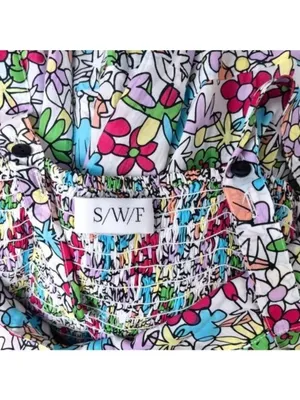 S/W/F Apron Maxi Dress S Lush Floss Multicolor Floral Square Neck Boho Tropical thumbnail 4