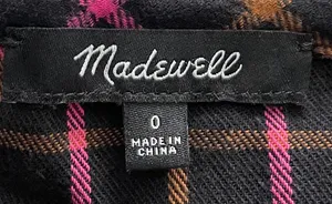 Madewell Plaid Flannel Pink Black Raglan Button Front Shirt Dress with Pockets, size 0 thumbnail 6