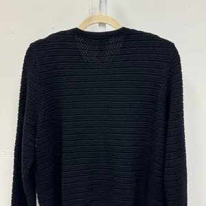 Anrabess Black‎ Knit Cardigan Sweater Gold Crest Button Front Pocket Size Medium thumbnail 5