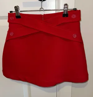 Zara Crisscross Button Mini Skort - Red thumbnail 1