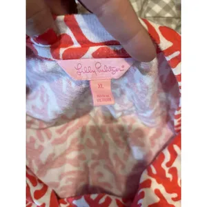 Lilly Pulitzer Odette Tunic XL Island Coral Treasure‎ Coral white V-Neck Top thumbnail 5