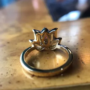 Natural Rhodolite Garnet Sterling Silver Lotus Ring Size 6 thumbnail 7