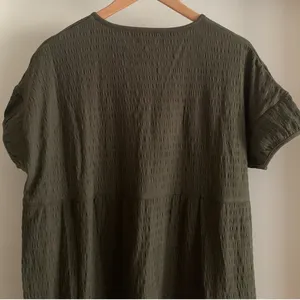Madewell Olive Tiered Mini Dress Size S‎ Oversized Fits M/L Relaxed Crinkle NWT thumbnail 7