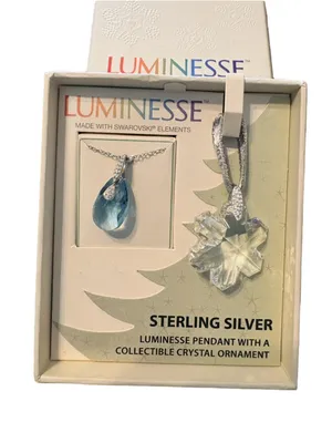 LUMINESSE Sterling Silver Necklace & Swarovski Crystal Ornament Set NIB thumbnail 1