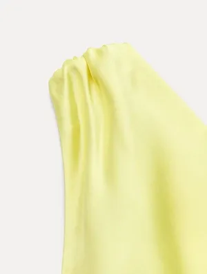 Zara maxi dress satin effect formal wedding asymmetrical lemon yellow wedding thumbnail 13