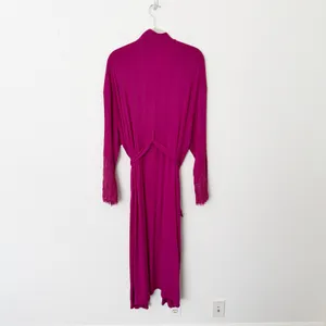 [Anthropologie] Magenta Pink Ilia Lace Sleeve Belted Wrap Robe Size Large L/XL thumbnail 2