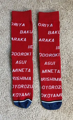 My Hero Academia Red Class 1-A Character Crew Socks. Unisex thumbnail 1