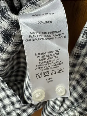 Quince 100% European Linen Long Sleeve Shirt Khaki Black Gingham Small NEW NWT thumbnail 7