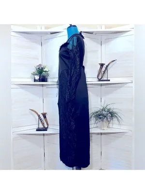 Vintage 90s Maxi Dress Black Lace whimsigoth dark fairy Ren fair Vamp Witchy M thumbnail 8
