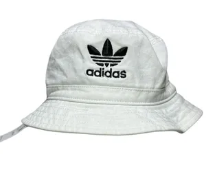 Adidas NWT White Bucket Hat Y2K Sporty Sun Protection Coaching Summer thumbnail 1