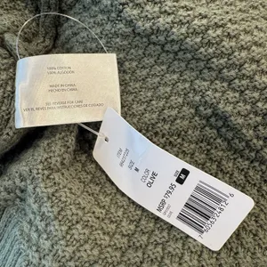 GAP Olive Green Textured Cotton Open Front Longline Cardigan Sweater Size M NWT thumbnail 7