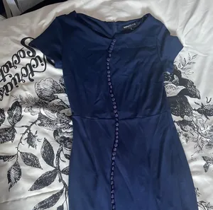 Elysiian Navy Blue Minimal Maxi Dress thumbnail 3