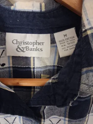 Christopher & Banks Women Navy Plaid Sleeveless Golf Novelty Button-Front Top M thumbnail 3