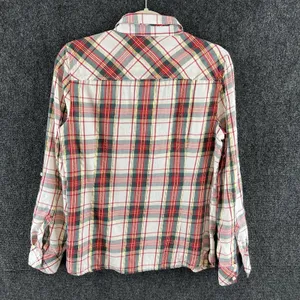 Tommy Hilfiger Women's Red Green Plaid Metallic Thread Roll-Tab Shirt Size M thumbnail 12