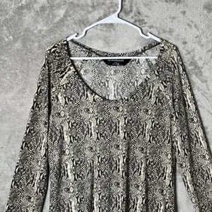 Norma Kamali Snakeskin Print Long Sleeve‎ Top Y2K Animal Print Size XL Stretchy thumbnail 2
