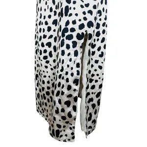 E. Ssue Leopard Satin Slip Midi Dress Size L Side Slit Y2K thumbnail 4