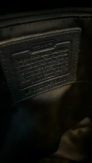 Coach Black Leather Signature Embossed Tote thumbnail 7