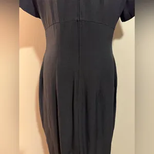 EUC Vintage John Roberts Black and Gold Long Midi Dress w/ shoulder pads size 10 thumbnail 7