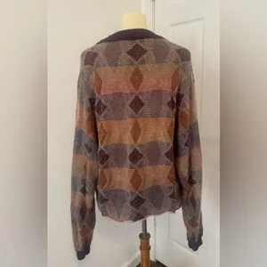 Free People Diamond Days Sweater Wool Mohair Grandpa Cottage Retro Size Large thumbnail 3