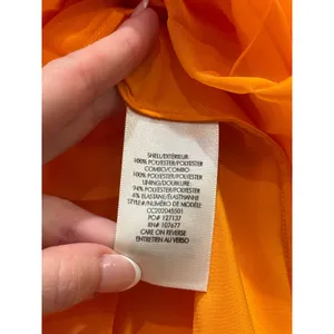 Alice + Olivia Pleated Maxi Dress Womens 8 Orange V-Neck Smocked Waist Delora thumbnail 6