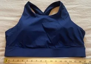 Fabletics Navy Blue High Neck Crisscross Back Sports Bra thumbnail 1