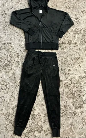 Felina Black Velour Lounge Zip Hoodie Set🖤 NEW thumbnail 1