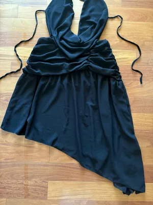 Peppermayo Black Elysia Chiffon Cowl Neck Halter Asymmetrical Hem Dress thumbnail 8
