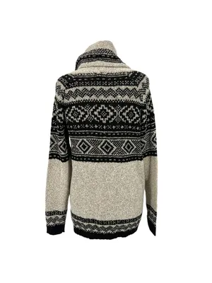 Maurices Nordic Pattern Cowl Neck Sweater Metallic Gray Black Size Medium NWT thumbnail 7