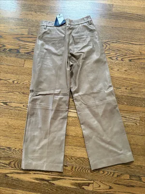 Ralph Lauren POLO NWT Taupe 100% lambs Leather wide -Leg Pants, 2 thumbnail 3