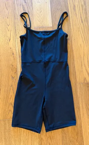 Black one piece workout outfit thumbnail 1