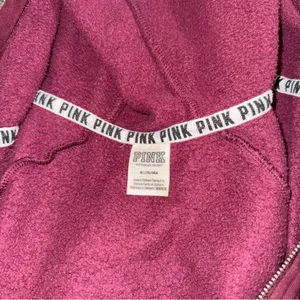 Victorias Secret PINK Maroon Burgundy Wine Red Everyday Logo Lounge Hoodie thumbnail 2