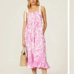 Peter Som Pink Midi Dress SIZE 2 Ruffle Cottage Cotton Vacation Sundress $400 thumbnail 3