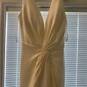 Jovani Elegant Cream Halter Maxi Dress thumbnail 2