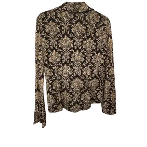 INC International Concepts Black and Cream Floral Shirt thumbnail 3