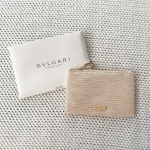 Bvlgari Parfums Beauty Pouch Cream/Gold Lurex Makeup Bag Detachable Tassel NEW thumbnail 2