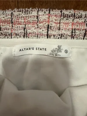 Altar'd State Pink and White Tweed Mini Dress thumbnail 3