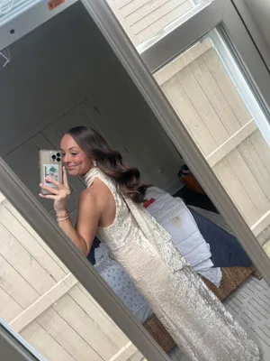 Anthropologie high neck velvet maxi dress thumbnail 4