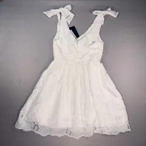 Layered with Love White Lace Mini Dress Bow Straps V-Neck Sleeveless Small NWT thumbnail 2