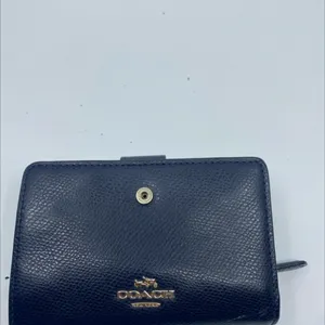Coach Small Snap Navy Pebbled Leather Wallet thumbnail 7